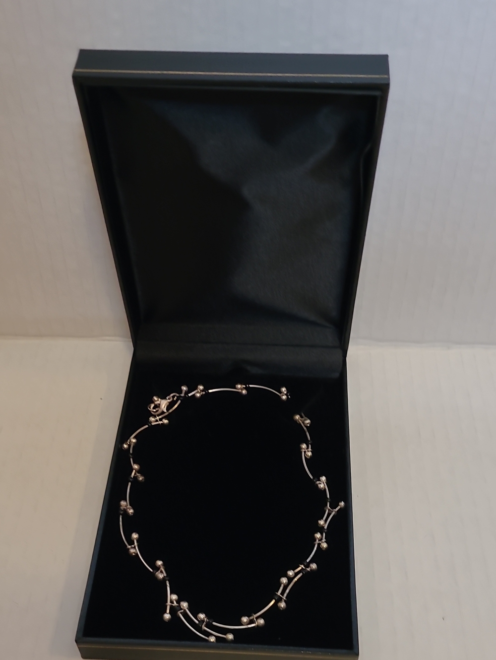 Vintage Silver-Tone Beaded Station Necklace